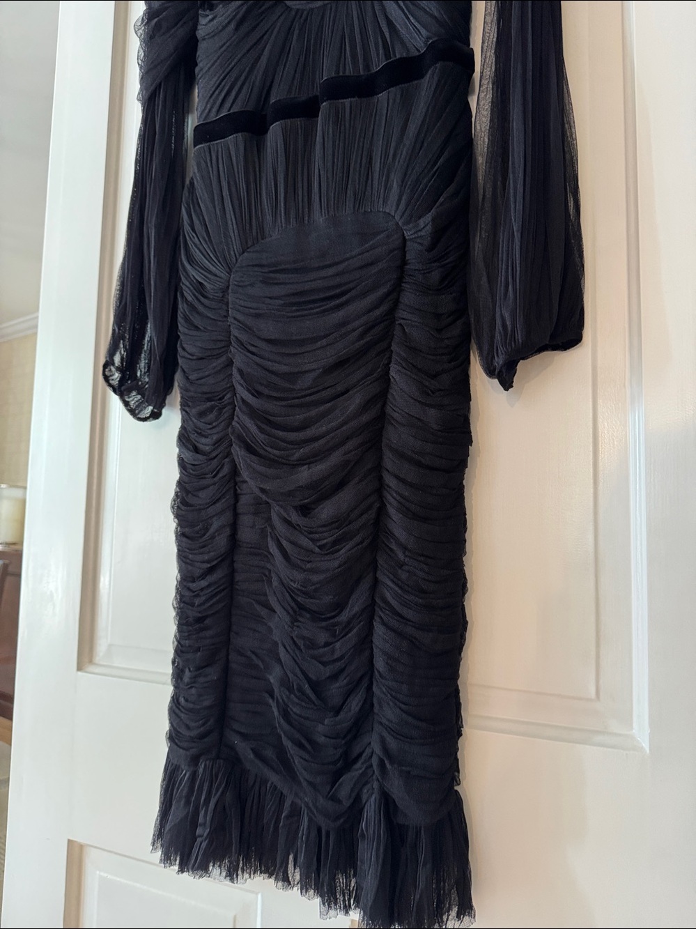 Tom Ford Black Ruched Long-Sleeve Midi Dress - Picture 8 of 16